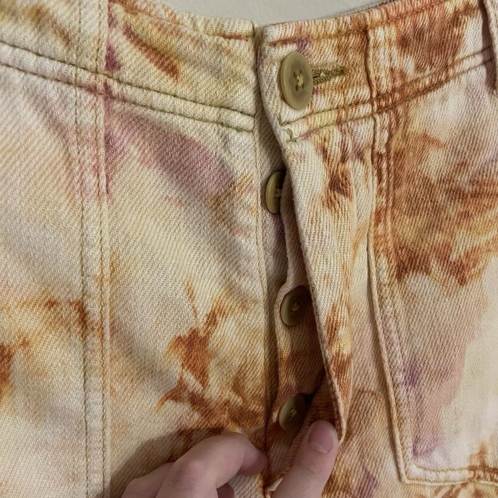 We The Free Tie-Dye Denim Bermuda Shorts - Peach & Cream - Picture 7 of 13
